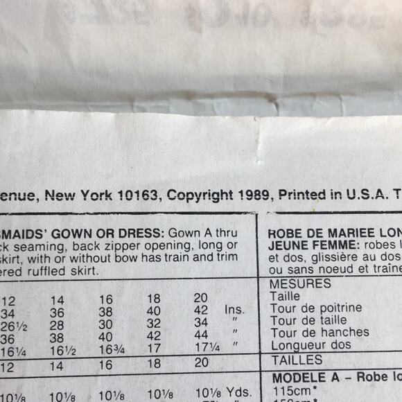 Vintage McCall's 4170 Wedding or Bride's Maids Dress Sewing Pattern 1989 Size 8 - Picture 12 of 12